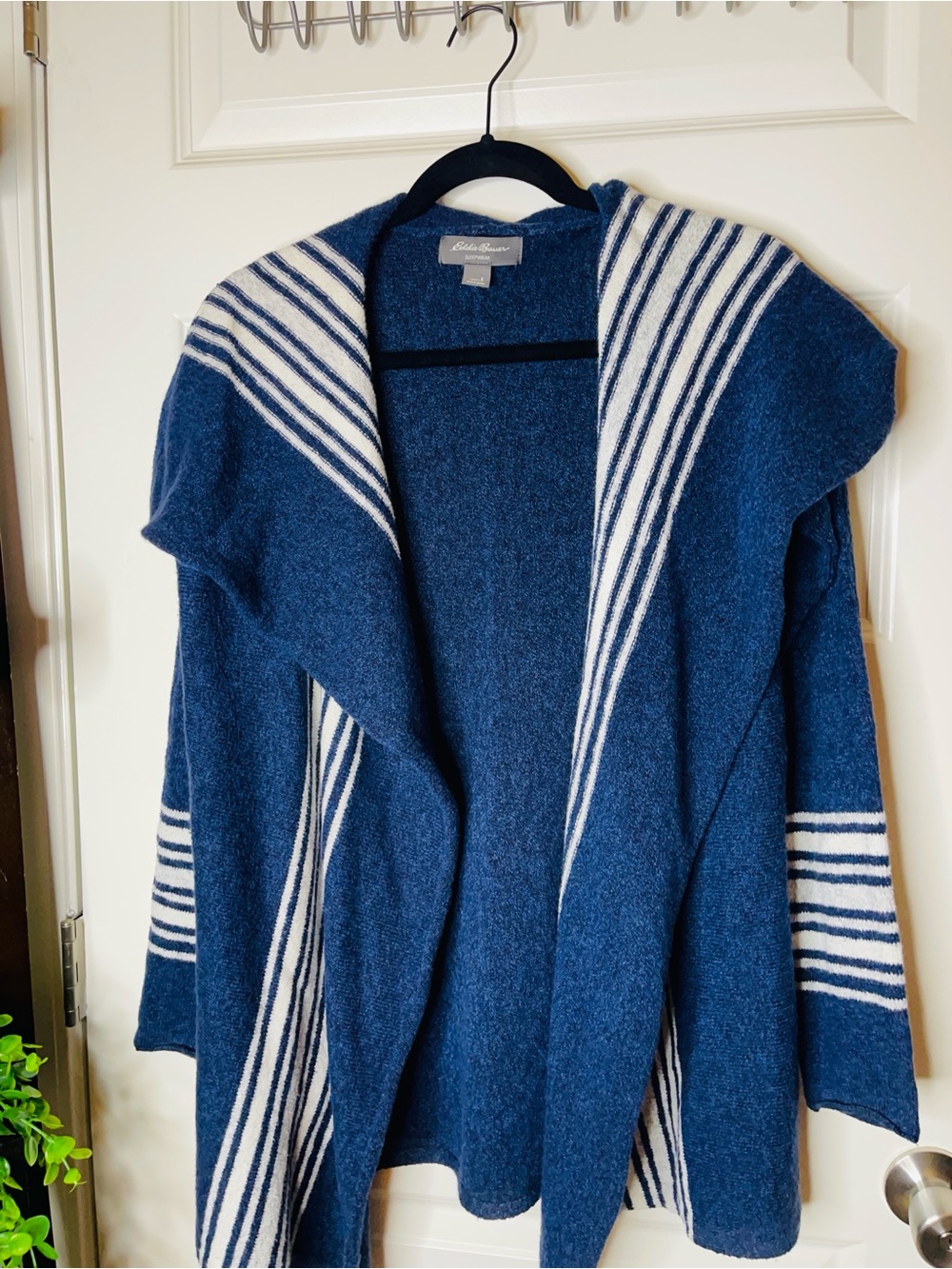 Eddie Bauer | Women's Navy and White Striped Open Front Loungwear